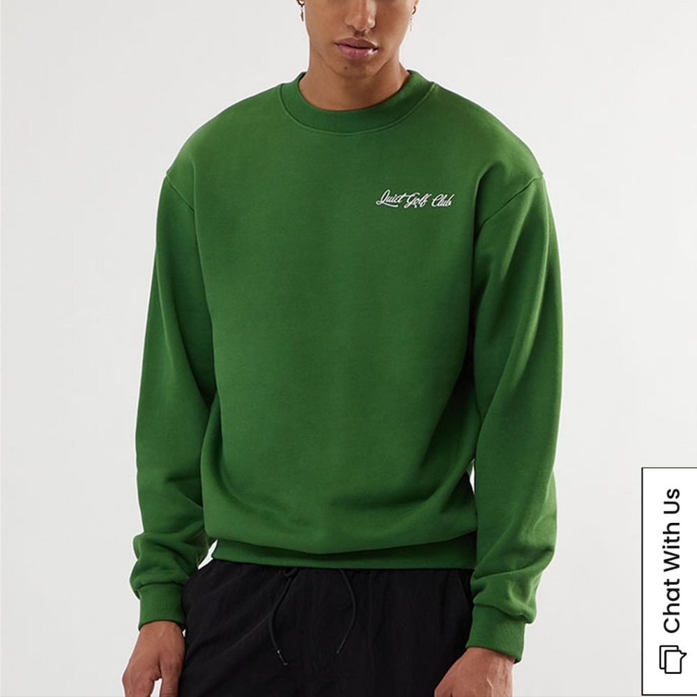 Quiet Golf Club Green Cotton Crewneck Size M